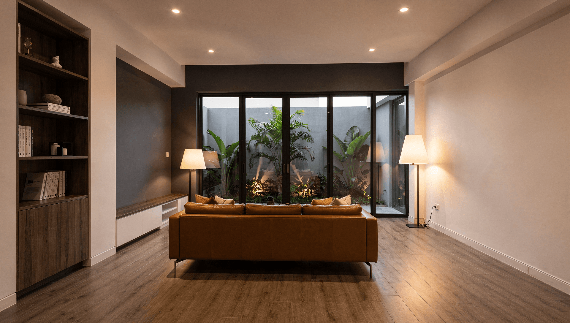 After — the same room finished: warm, renovated interior at handover